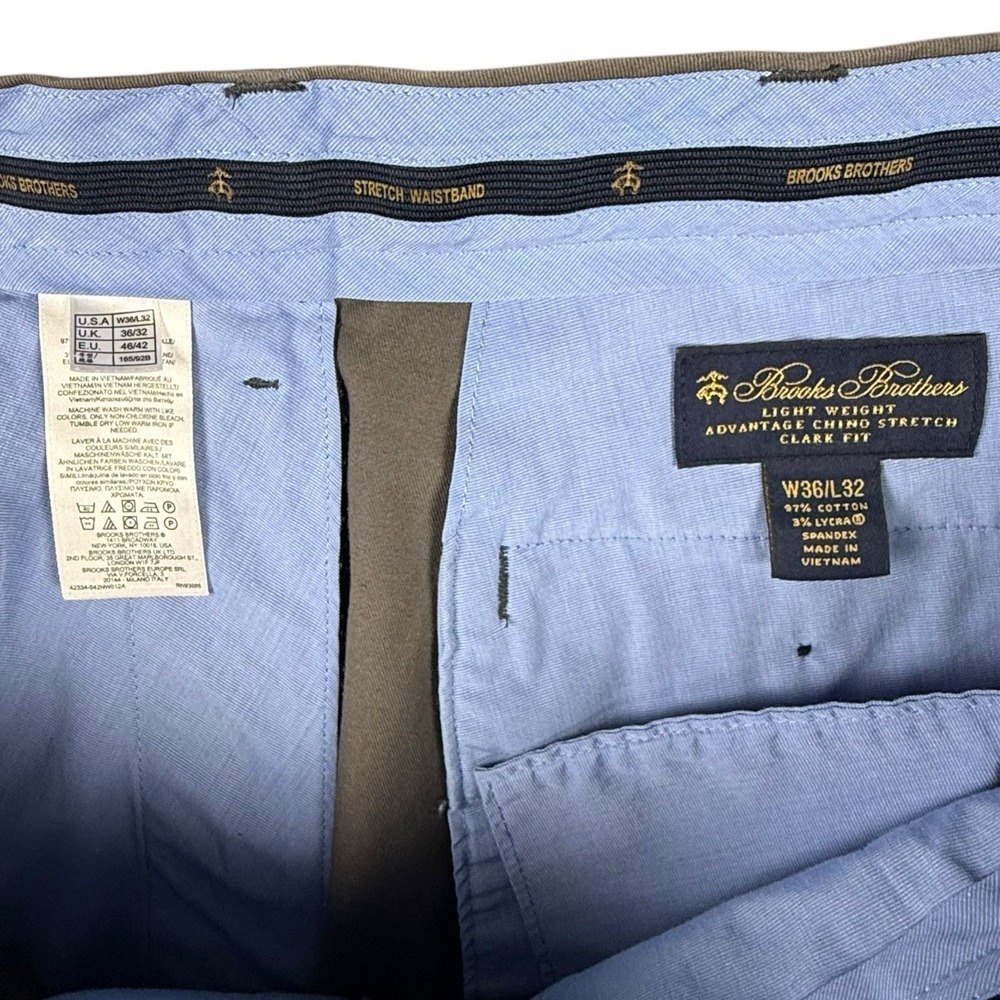 Brooks Brothers Advantage Chino Stretch Clark Fit Tag SZ 36x32 Taupe Gray *READ* - Picture 4 of 8